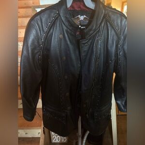 Harley Davidson Black Motorcycle Leather Jacket Womens Biker Studded Bikercore M